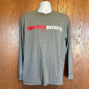 Nike Gray Ohio State Buckeyes Long-Sleeve Tee with Red & White Logo